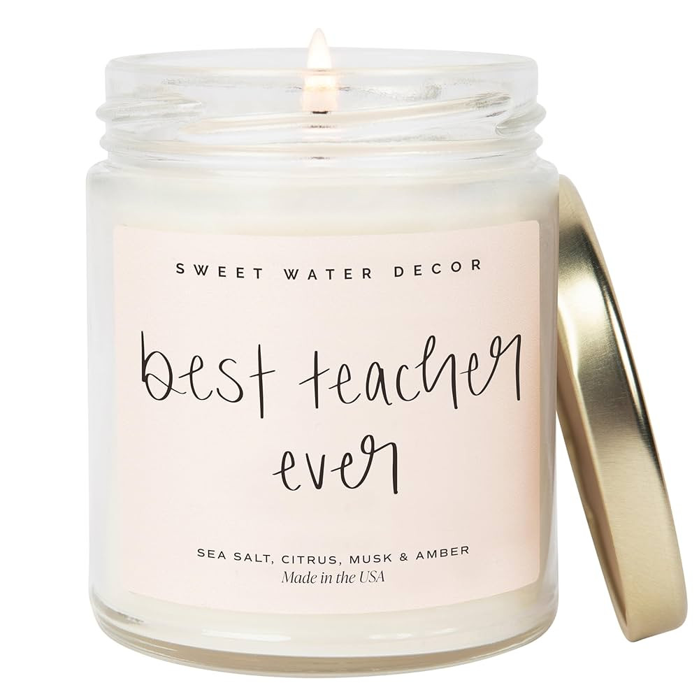 Sweet Water Decor Best Teacher Ever Candle - Sea Salt, Citrus, Amber, Musk Scented Candle for Hom... | Amazon (US)