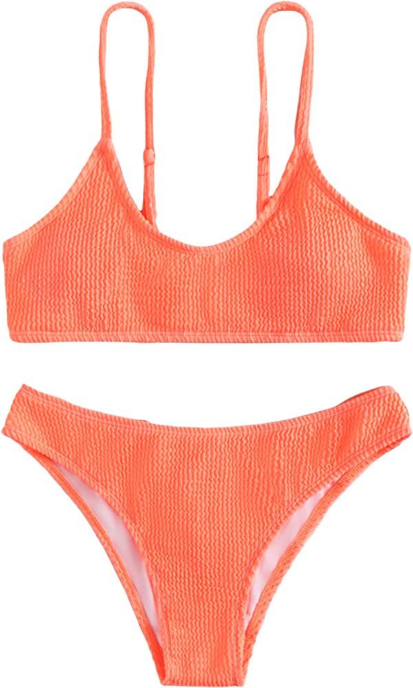 SOLY HUX Bikini Sets for Women Solid Textured Bikini Bathing Suits 2 Piece Swimsuit | Amazon (US)