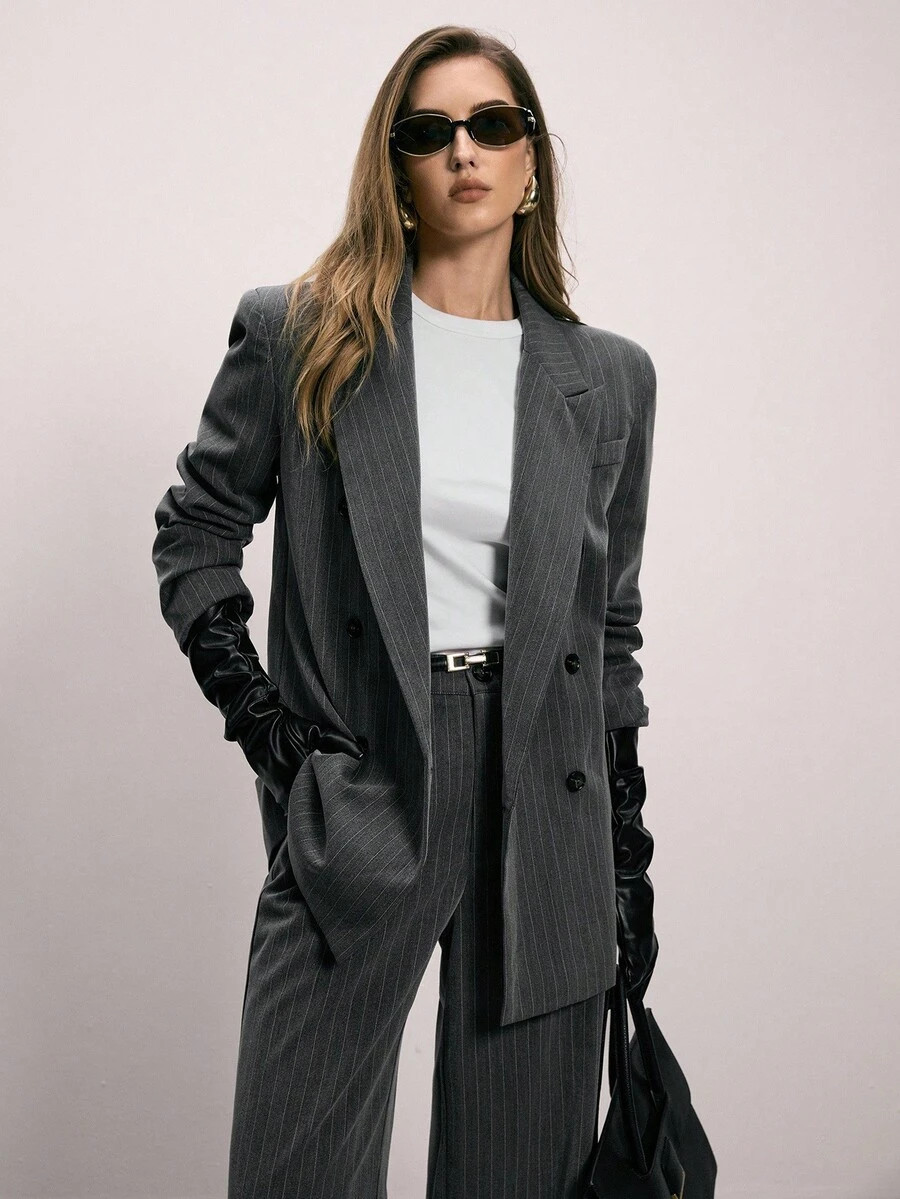 ATUI Studio Oversized Loose Shoulder Long Sleeve Blazer Suit, Super Large Lapel Casual Suit, Eleg... | SHEIN