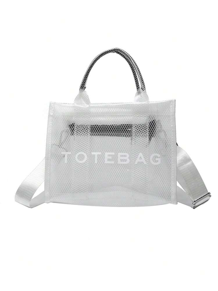 Letter Print Beach Bag Clear PVC Waterproof For Vacation | SHEIN