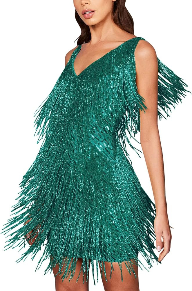 Sequin Cocktail Dresses Flapper Dresses 1920s Gatsby with All-Over Fringe Mini Dresses Prom Party... | Amazon (US)