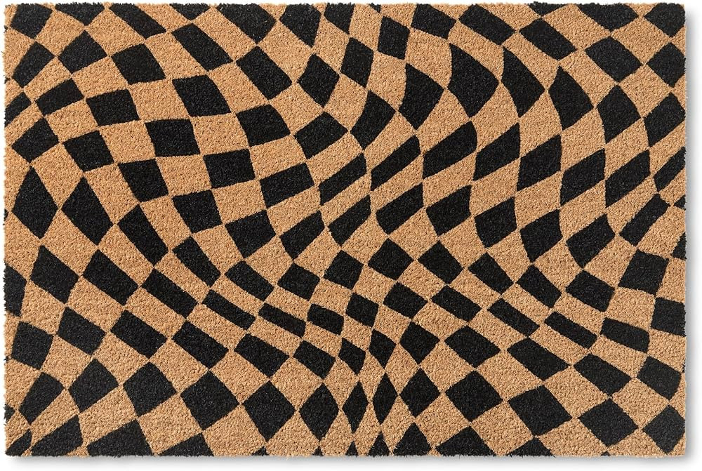 TOWN & COUNTRY TERRA Emmett Groovy Checkerboard Outdoor Door Mat, Natural Coir, Heavyweight, Non-... | Amazon (US)