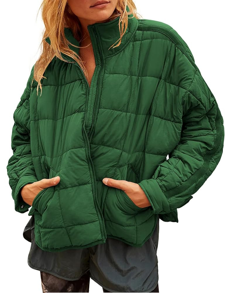 Gacaky Women's Baggy Lightweight Zip Puffer Jacket Warm Winter Down Coat with Pockets | Amazon (US)