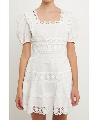 endless rose Women's Multi Lace Linen Mini Dress - Macy's | Macy's