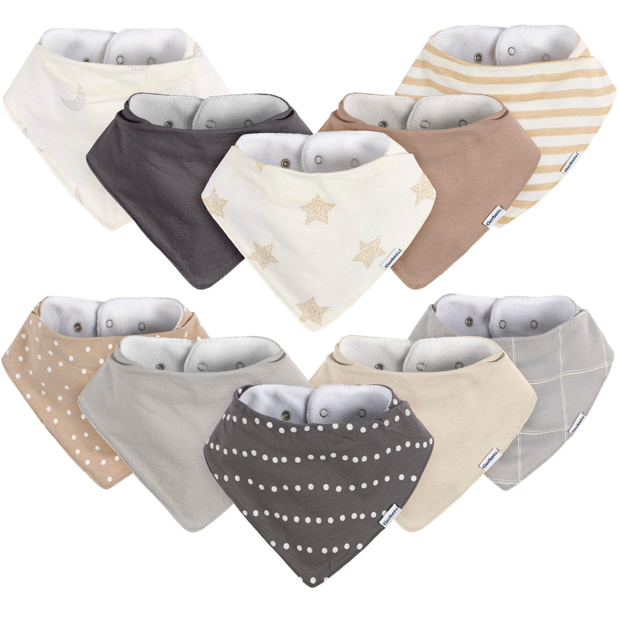 10-Pack Baby Neutral Stars & Moons Jersey Bandana Bibs | Gerber Childrenswear