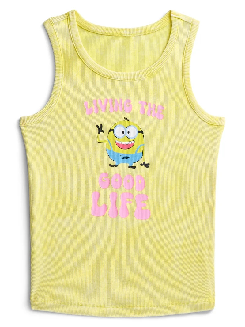 Despicable Me Girls Living the Good Life Mineral Wash Graphic Tank Top, Sizes 4-16 | Walmart (US)