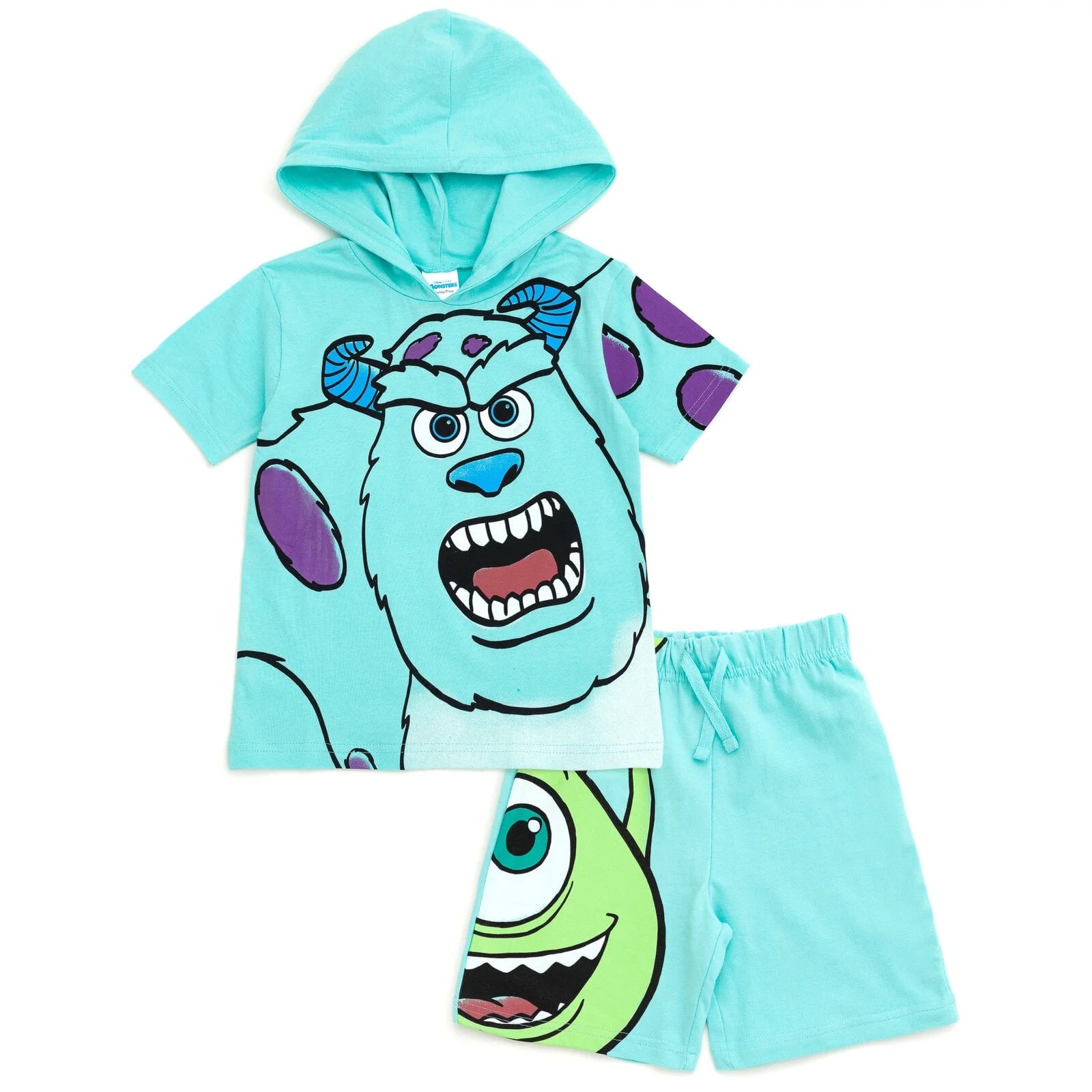Disney Monsters Inc. Mike Sully Hooded T-Shirt and French Terry Shorts Outfit Set Toddler to Big ... | Walmart (US)
