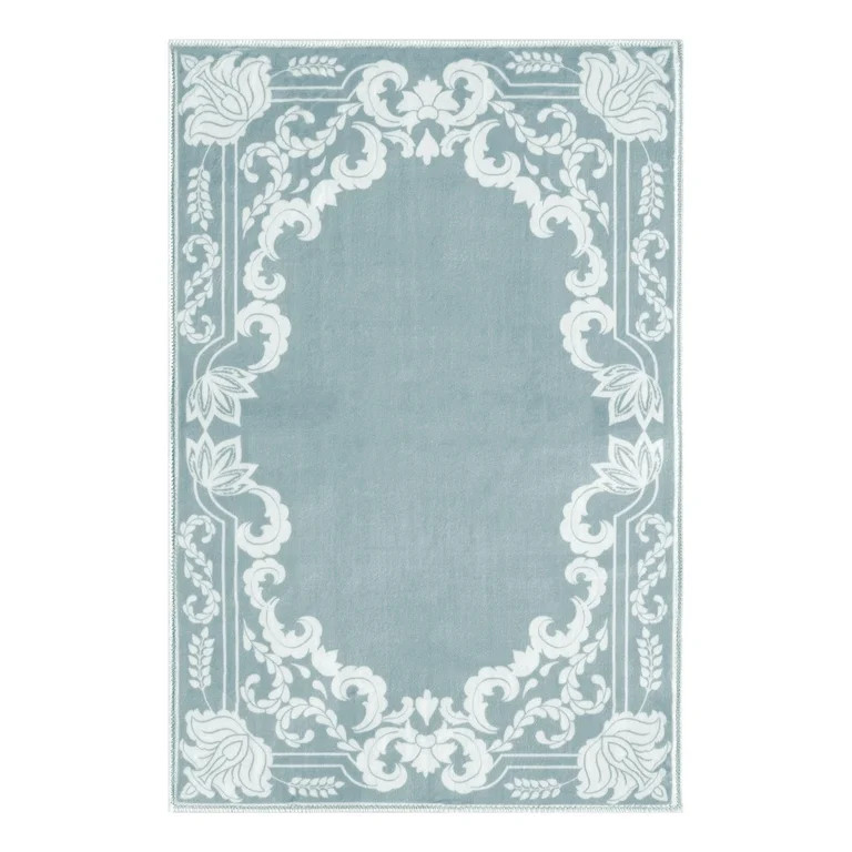 My Texas House Blue Printed Faux Fur Machine Washable Indoor Area Rug, 2' x 3' | Walmart (US)