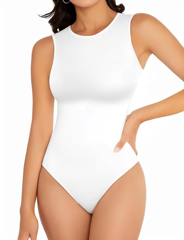 Women's Crew Neck Sleeveless Bodysuits Racerback Halter Tank Top Body Suits for Womens Sexy Going... | Amazon (US)