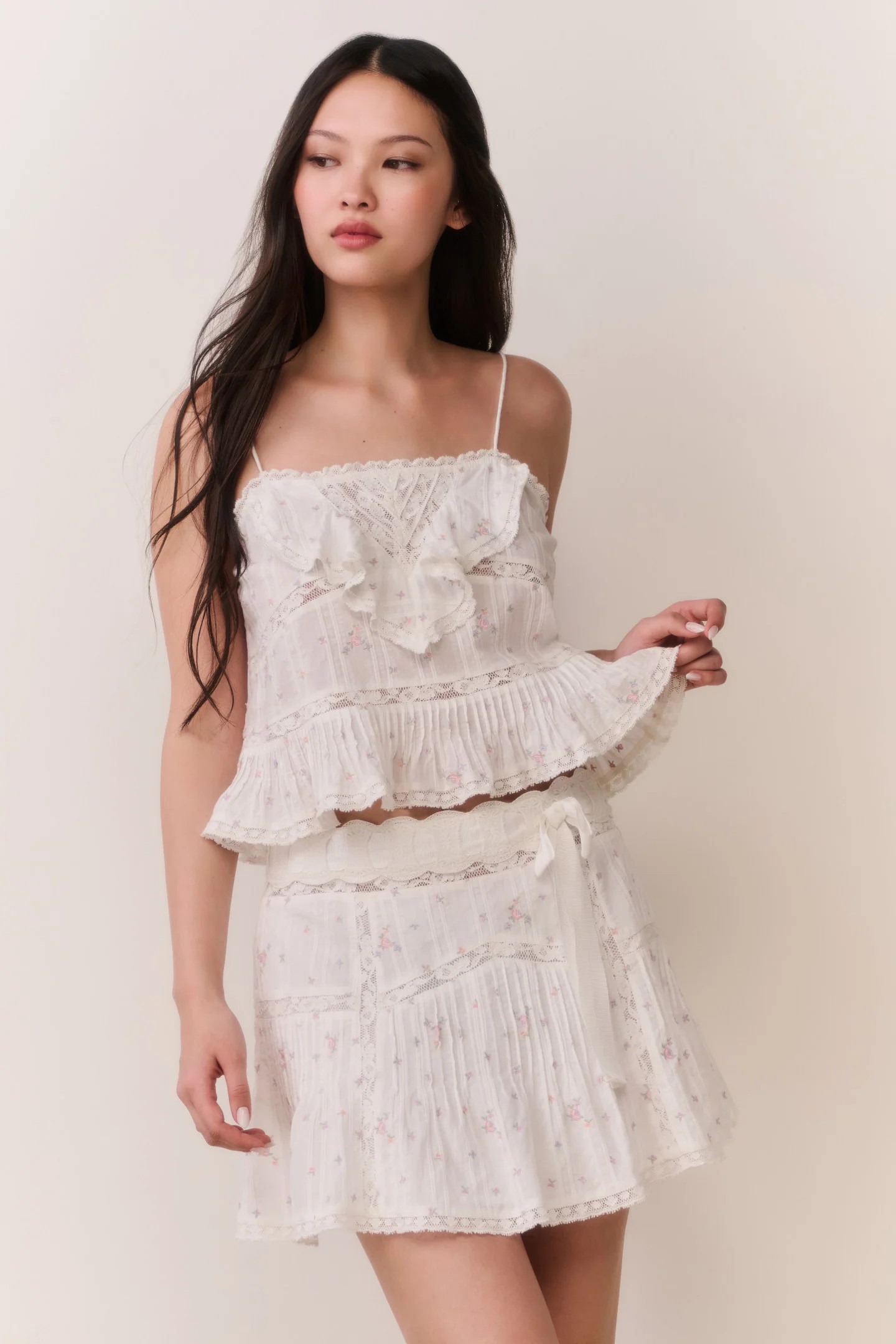 Willia Floral Embroidered Cotton Mini Skirt | LoveShackFancy