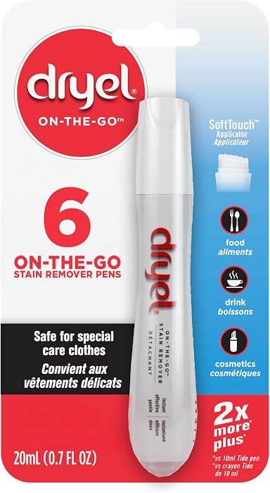Dryel On-The-Go Stain Remover Pen with Soft Touch Applicator Scrubber, Instantly Removes Tough St... | Amazon (US)