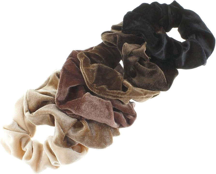 My Lello 6pcs Velvet Hair Scrunchies Assortment Variety Pack Brown Shades | Amazon (US)
