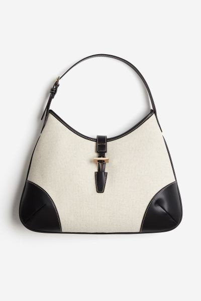 Schultertasche aus Canvas - Schwarz/Hellbeige - Ladies | H&M AT | H&M (DE, AT, CH, NL, FI)