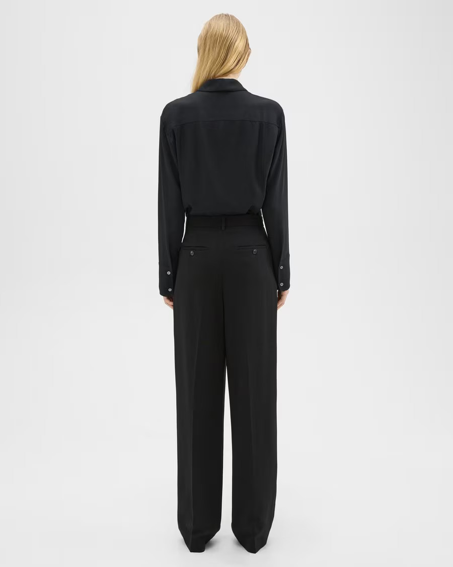 Admiral Crepe Double Pleat Pant | Theory | Theory UK