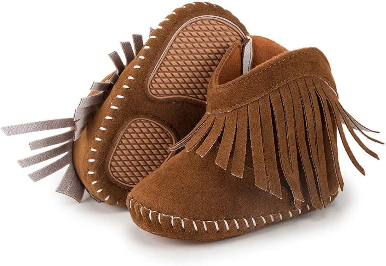 Amazon.com | Meckior Baby Girls Cowboy Tassel Boots Side Zipper Moccasins Soft Bottom Non-Slip To... | Amazon (US)