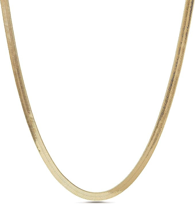 Nautica 4mm - 8mm Snake Chain Necklace for Men or Women in Yellow Gold Plated Brass | Amazon (US)