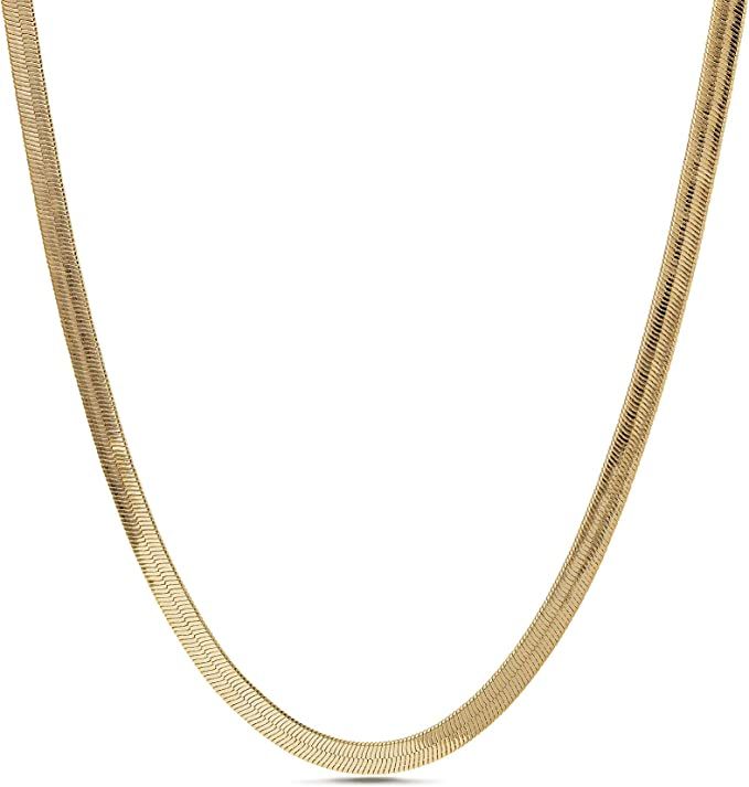 Nautica 4mm - 8mm Snake Chain Necklace for Men or Women in Yellow Gold Plated Brass | Amazon (US)