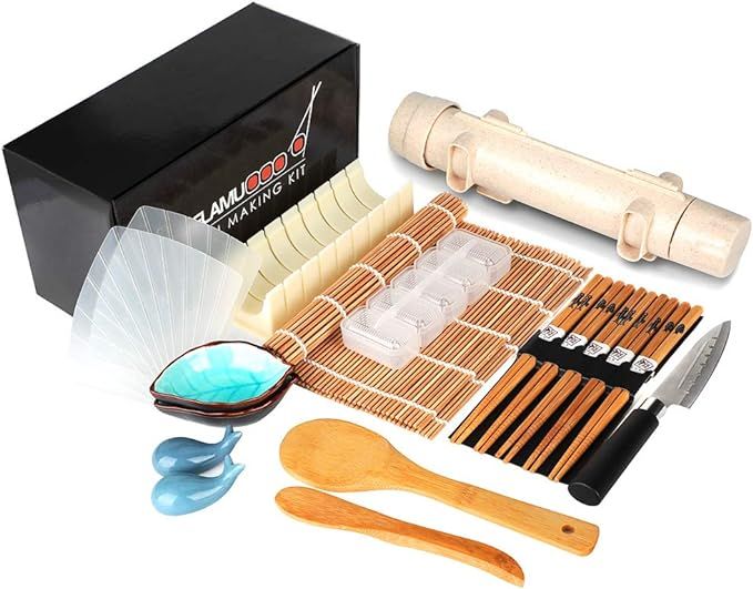 Amazon.com: Delamu Sushi Making Kit, 20 in 1 Sushi Bazooka Roller Kit with Chef’s Knife, Bamboo... | Amazon (US)