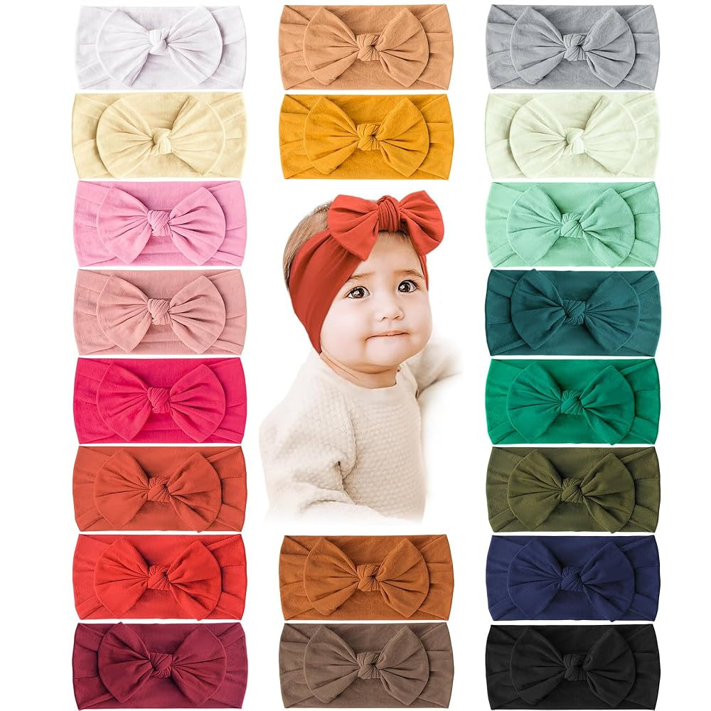 Prohouse 20PCS Baby Nylon Headbands Hairbands Hair Bow Elastics for Baby Girls Newborn Infant Tod... | Amazon (US)