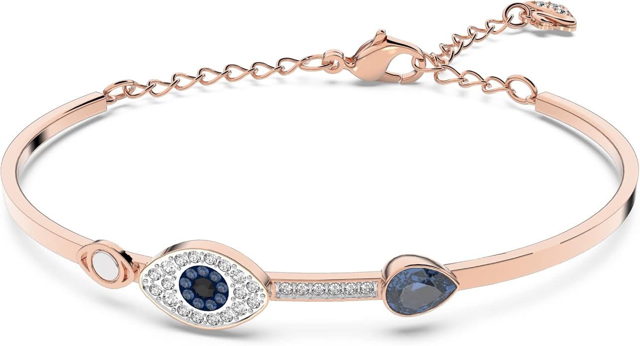 Swarovski Women's Symbolica Evil Eye Bangle Bracelet, Blue Crystal, Mixed Metal Finish, Medium | Amazon (US)