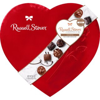 Russell Stover Valentine's Day Red Foil Heart Assorted Milk Chocolate & Dark Chocolate Gift Box, ... | CVS