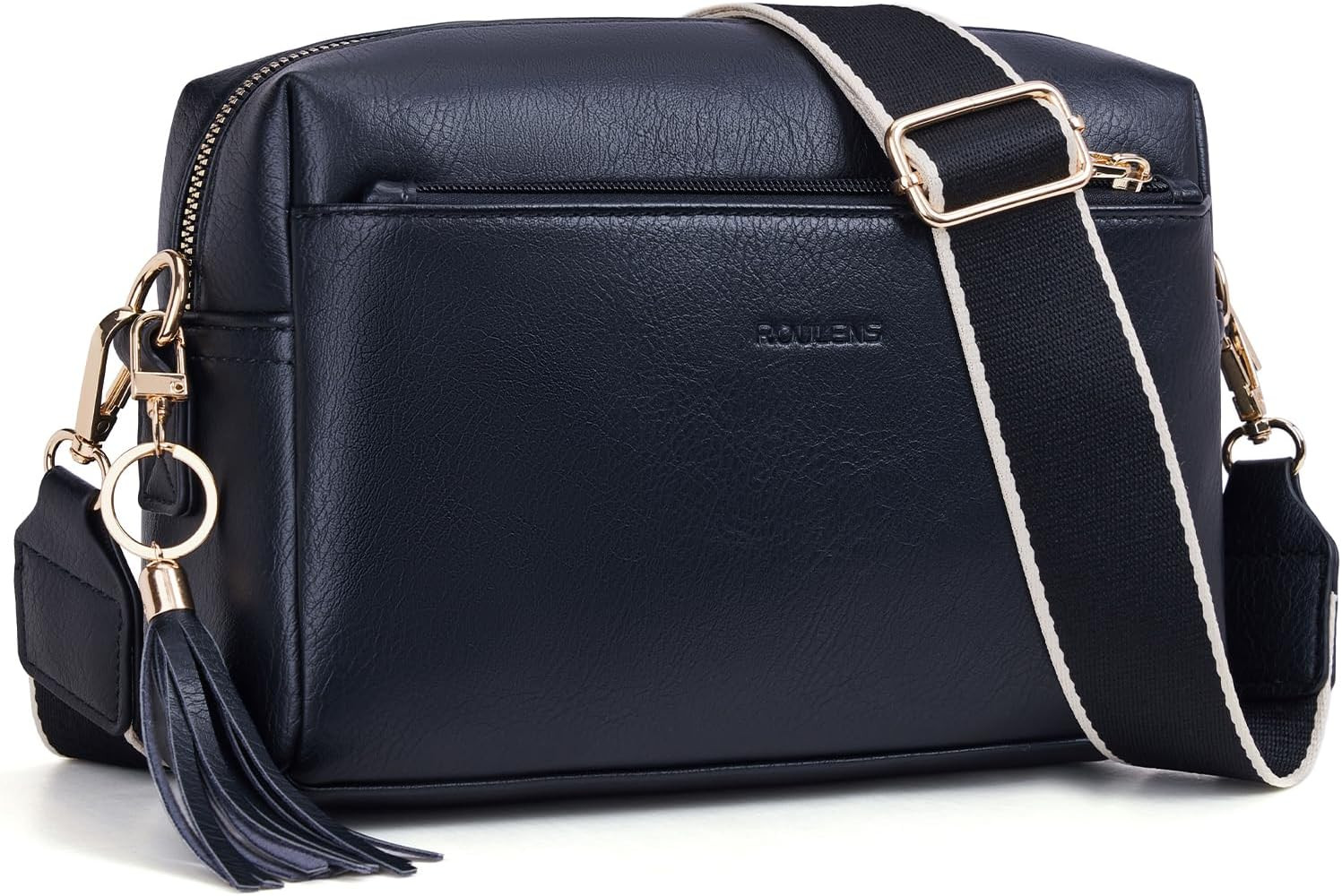 Roulens Small Triple-Zip Crossbody Bag for Women, Vegan Leather Phone Purse | Amazon (US)
