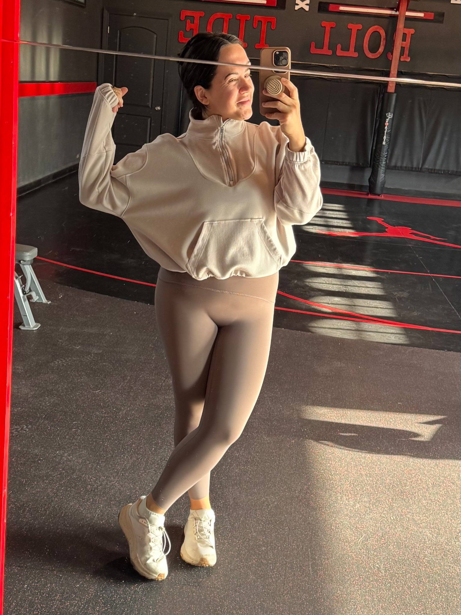 My fave workout leggings I do a L regular length. They come in tons of colors. They are smoothing, don’t roll and booty boosting! I ran my 10K in these too. If you’re a new customer code NINAXSPANX works! 

#LTKMidsize #LTKPetite #LTKActive