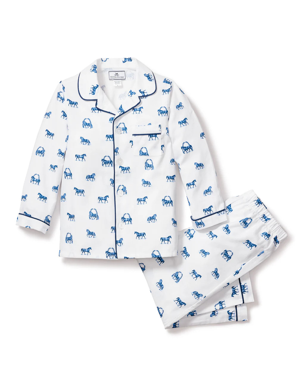 Kid's Twill Pajama Set in The Equestrian | Petite Plume