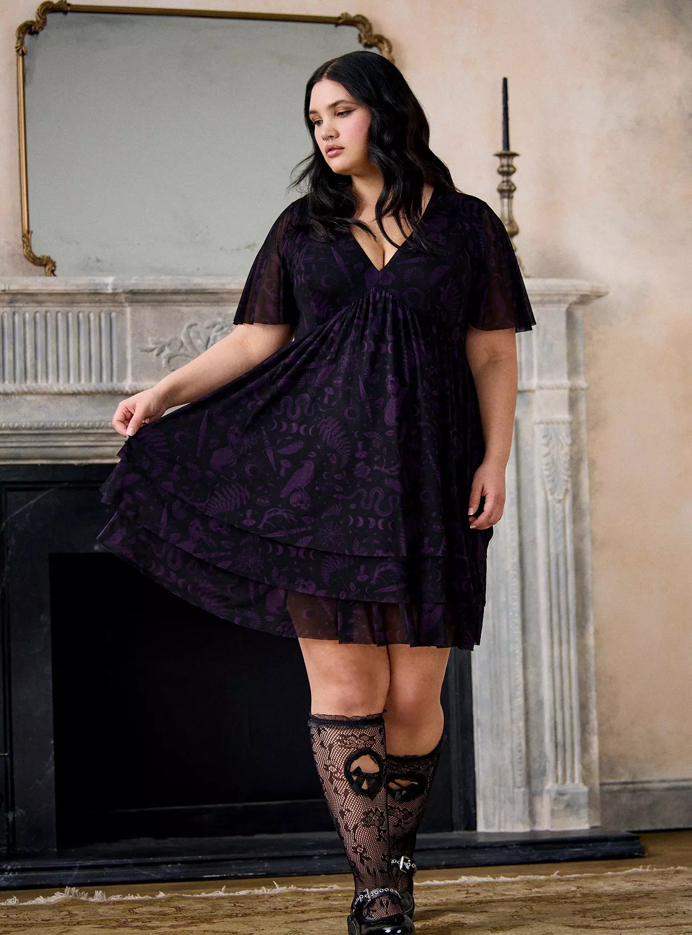 Nightfall Tiered Mesh Mini Dress | Torrid (US & Canada)