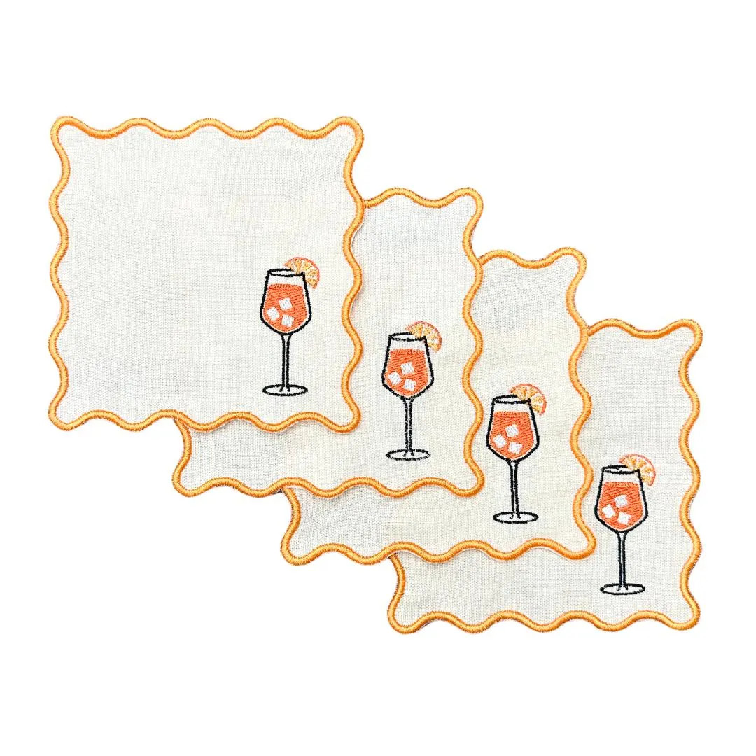 Aperol Spritz Linen Cocktail Napkins - Etsy | Etsy (US)