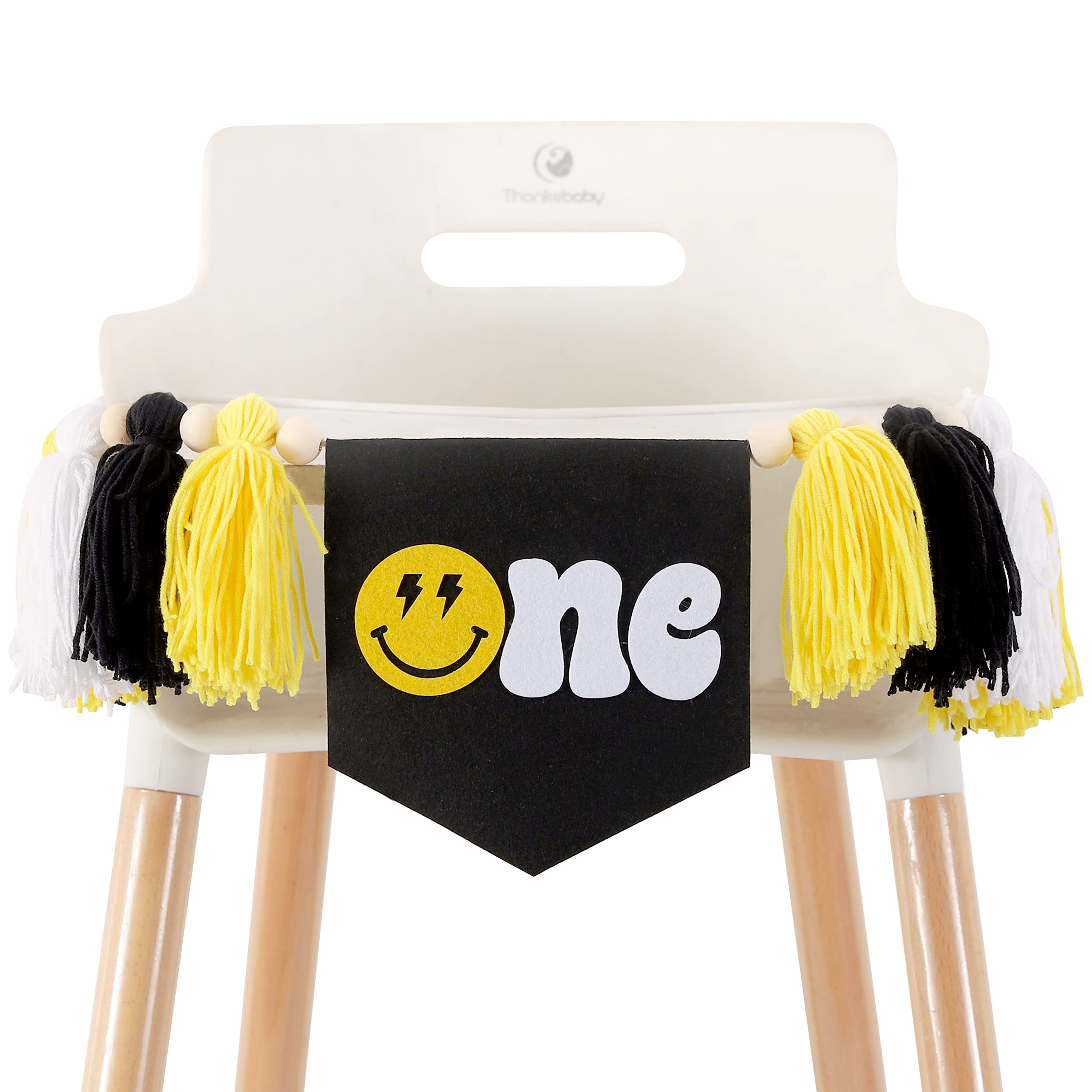 Lightning Smile Face Highchair banner - High chair banner for First/1st Birthday, One Happy Dude Bir | Amazon (US)