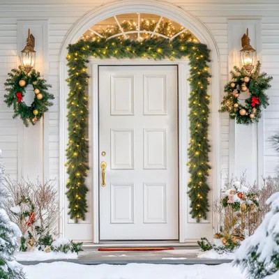 6Ft Pre-Lit Christmas Garland, Artificial Lighted Norfolk Pine Garlands With Multi-Color Lights, Battery Operated Garland For Mantle Stairs Table Fire | Wayfair North America