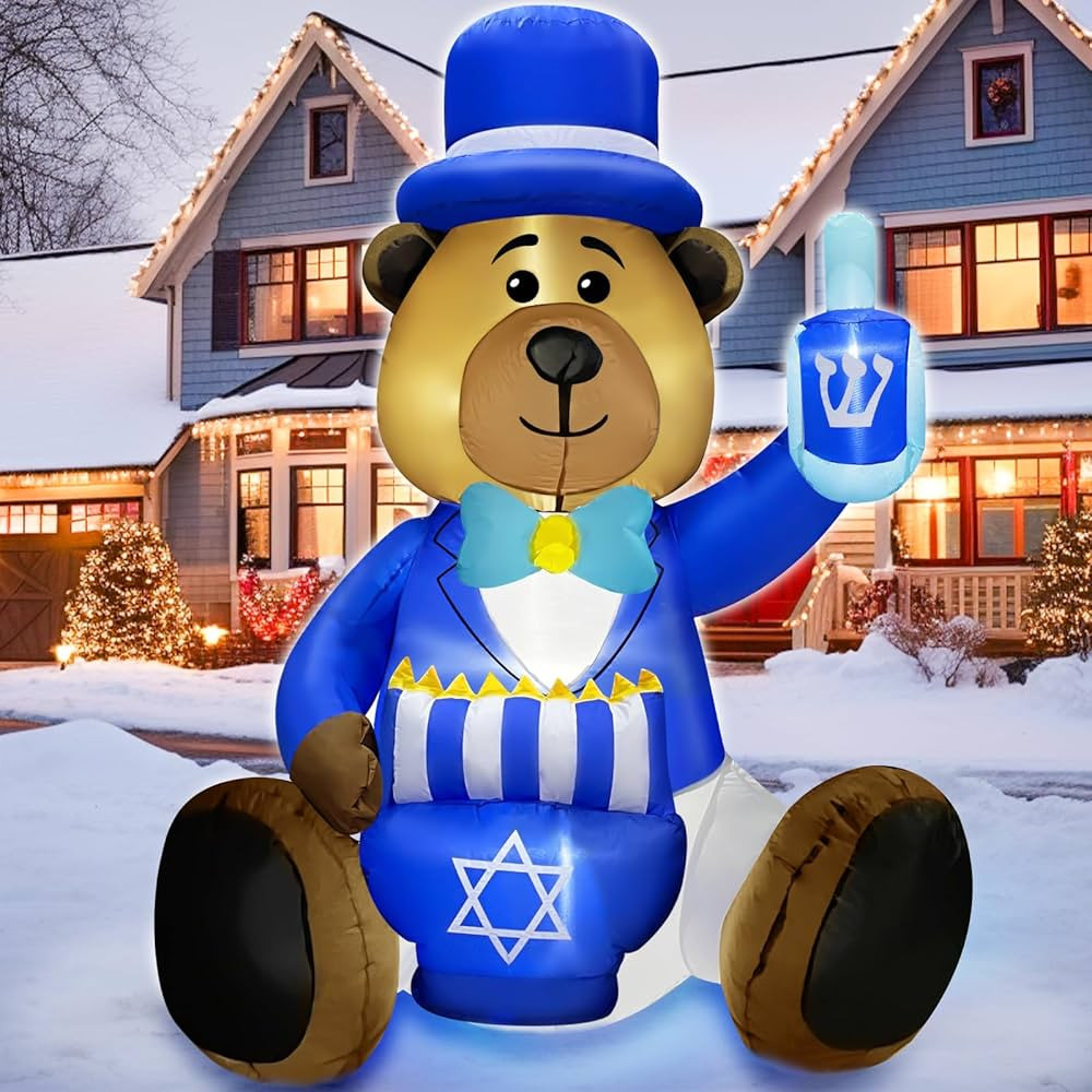 TURNMEON 6 Ft Height Hanukkah Inflatables Decorations Bear Holding a Dreidel and Menorah with Bui... | Amazon (US)