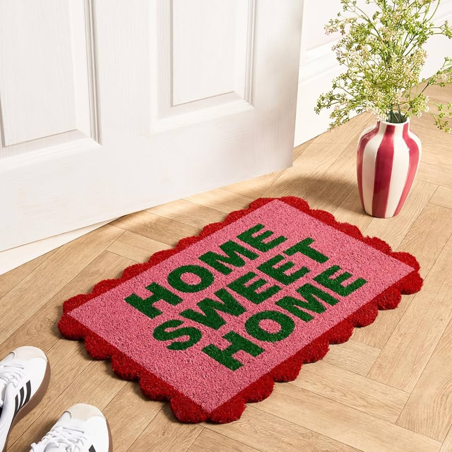 OHS Coir Front Door Mat Welcome Print, Stylish Scallop Edge Non-Slippery Heavy Duty Washable Door... | Amazon (UK)