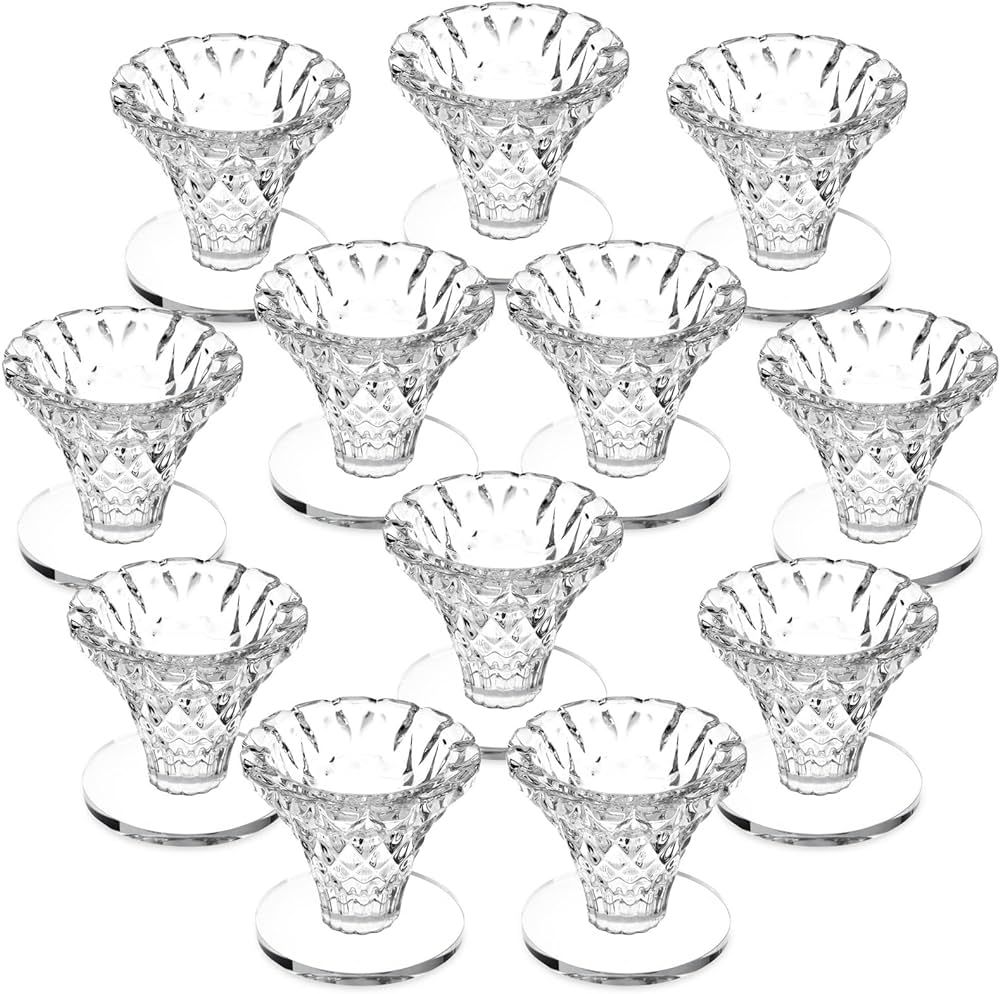 Set of 12 Small Clear Glass Taper Candle Holders for Wedding Centerpieces, Table, Party Decor (2.... | Amazon (US)