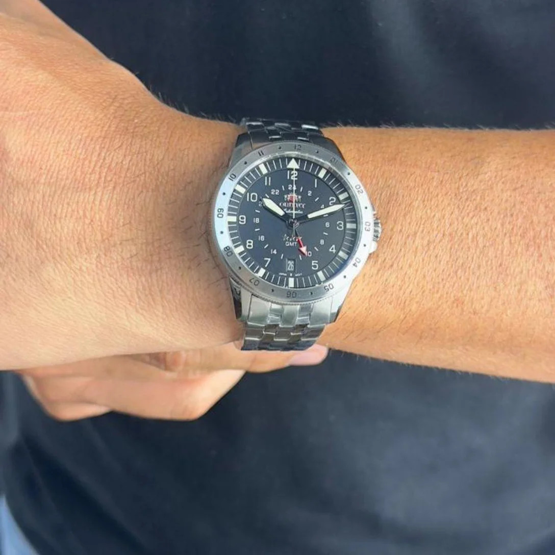 Relógio Masculino Orient Sport Air GMT Automático 3 Stars Original NH3SS018P2SX Pulseira Metal ... | Netshoes (BR)