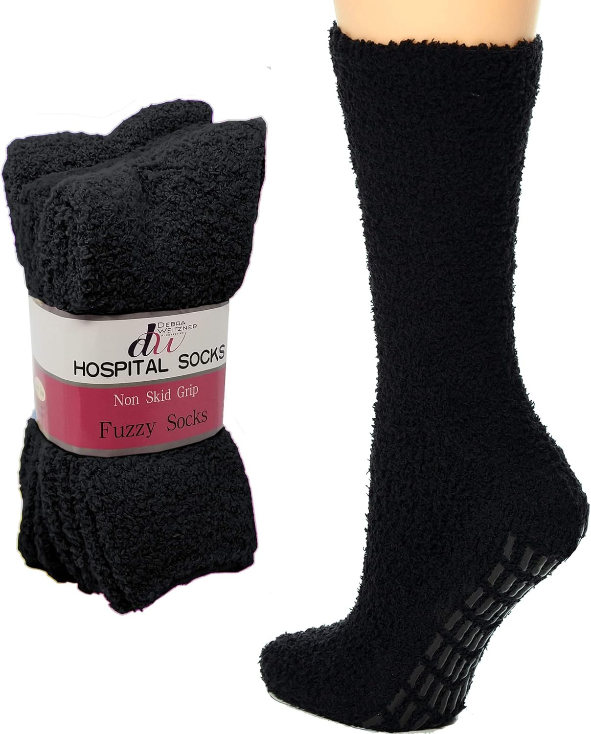 6 Pairs Non-slip Hospital Socks Fuzzy Slipper Grip Socks For Women Men Debra Weitzner | Amazon (US)