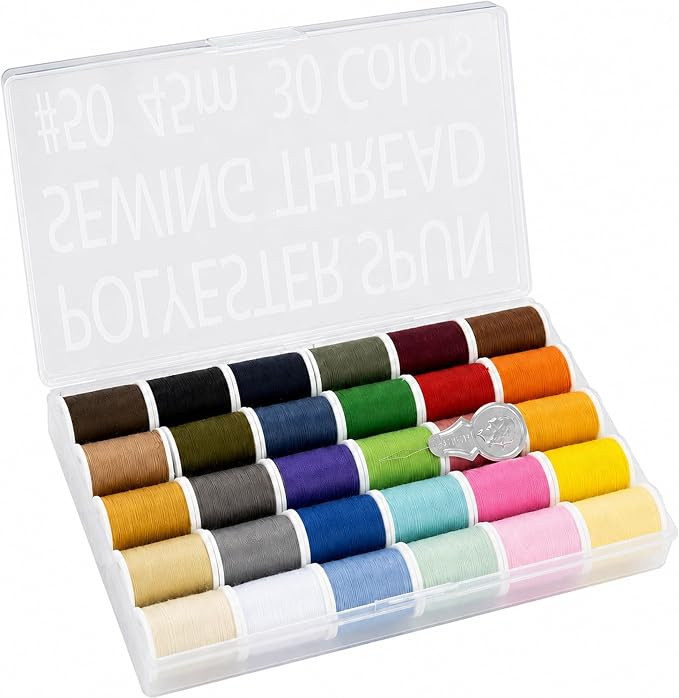 LEONIS Japan 30-Color Handy Polyester Sewing Thread Set, 45m / 50 yds Each [93011] | Amazon (US)