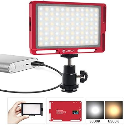 Moman On Camera Video Light for DSLR, 4.5 Inch 96 LED Panel CRI 96 Megnetic Bi-Color 3000K-6500K ... | Amazon (US)