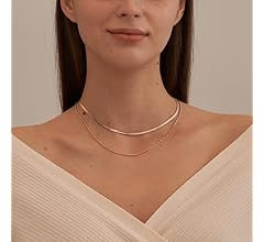 CHESKY 14K Gold/Silver Plated Snake Chain Necklace Herringbone Necklace Gold Choker Necklaces for... | Amazon (US)