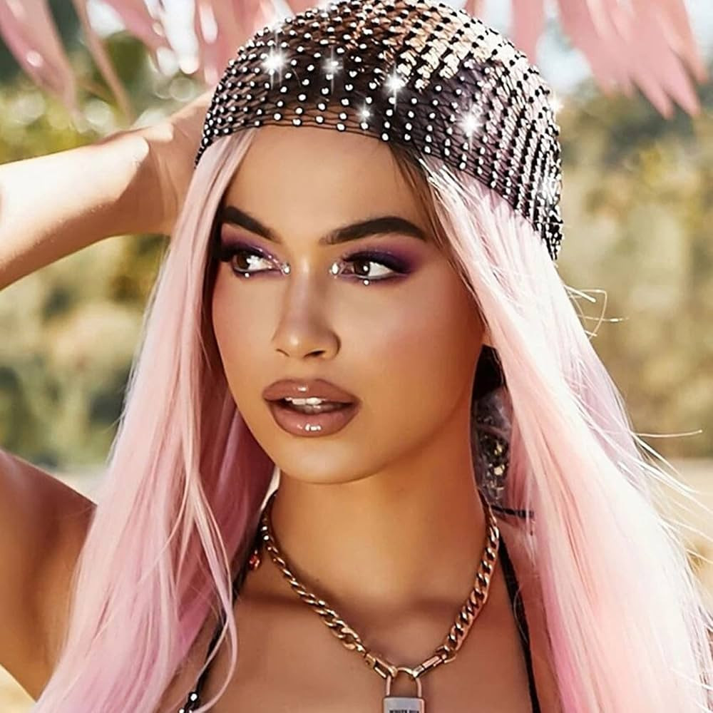 Rhinestone Mesh Headband Rhinestone Head Scarf Sparkly Wide Head Scarfs Crystal Nightclub Headsca... | Amazon (US)