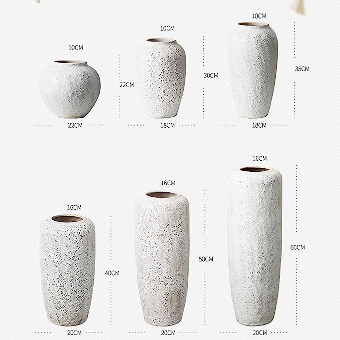 ADAEWO White Ceramic Vase Ornament Living Room Floor Vase Distressed Stoneware Countertop Vase Dr... | Amazon (US)
