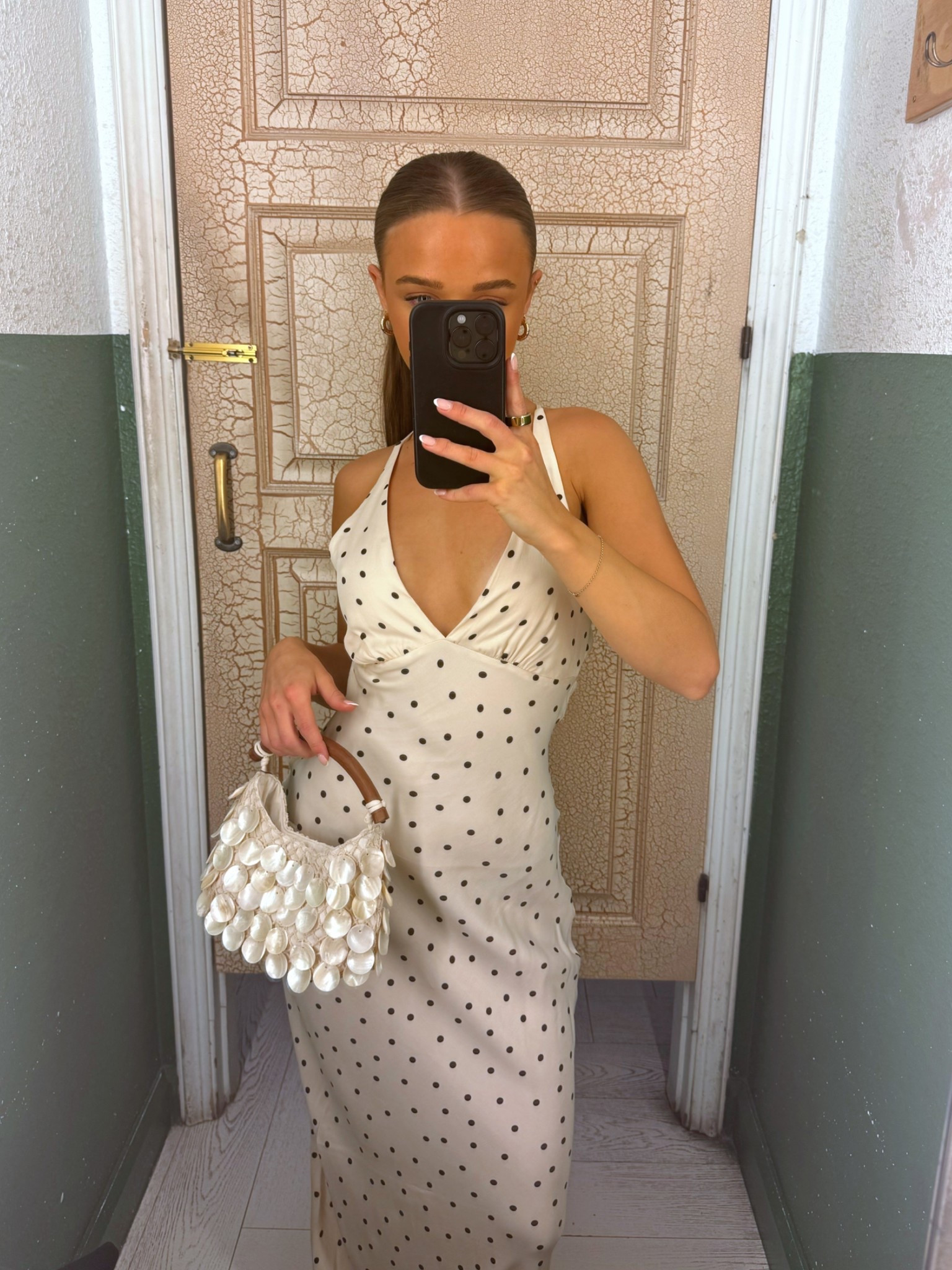 gorg brunch outfit from pull&bear 🤍🌴

polka dot satin backless dress black and cream mono spot maxi dress going out summer spring 

#LTKuk #LTKsummer #LTKspring