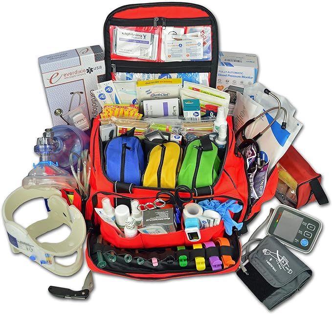 Lightning X Premium Stocked Modular EMS/EMT Trauma First Aid Responder Medical Bag + Kit - RED | Amazon (US)