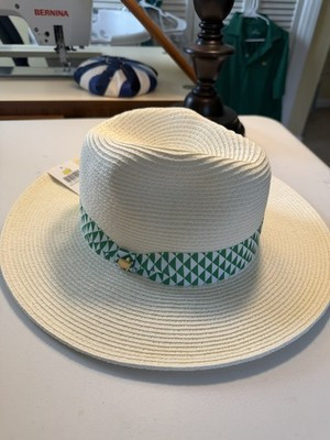 2026 Masters Ladies Dorfman Milano Pacific Straw Hat Green & White Band Belt NWT | eBay US