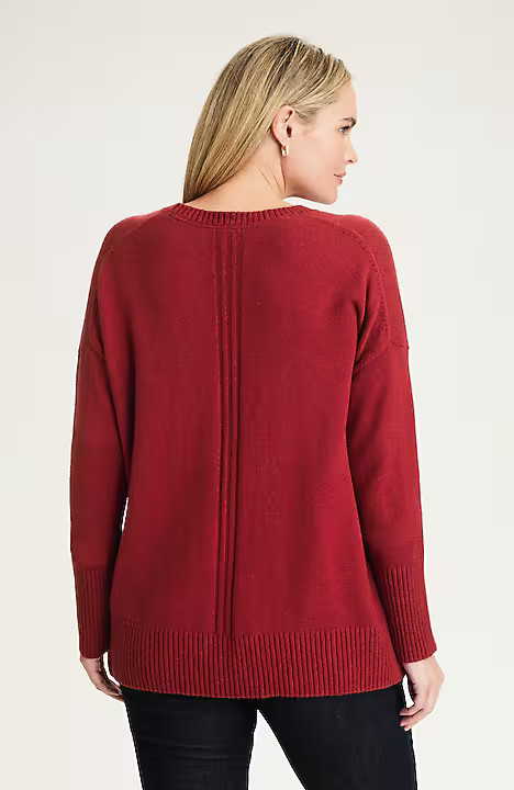 Detachable-Scarf Crew-Neck Sweater | J. Jill