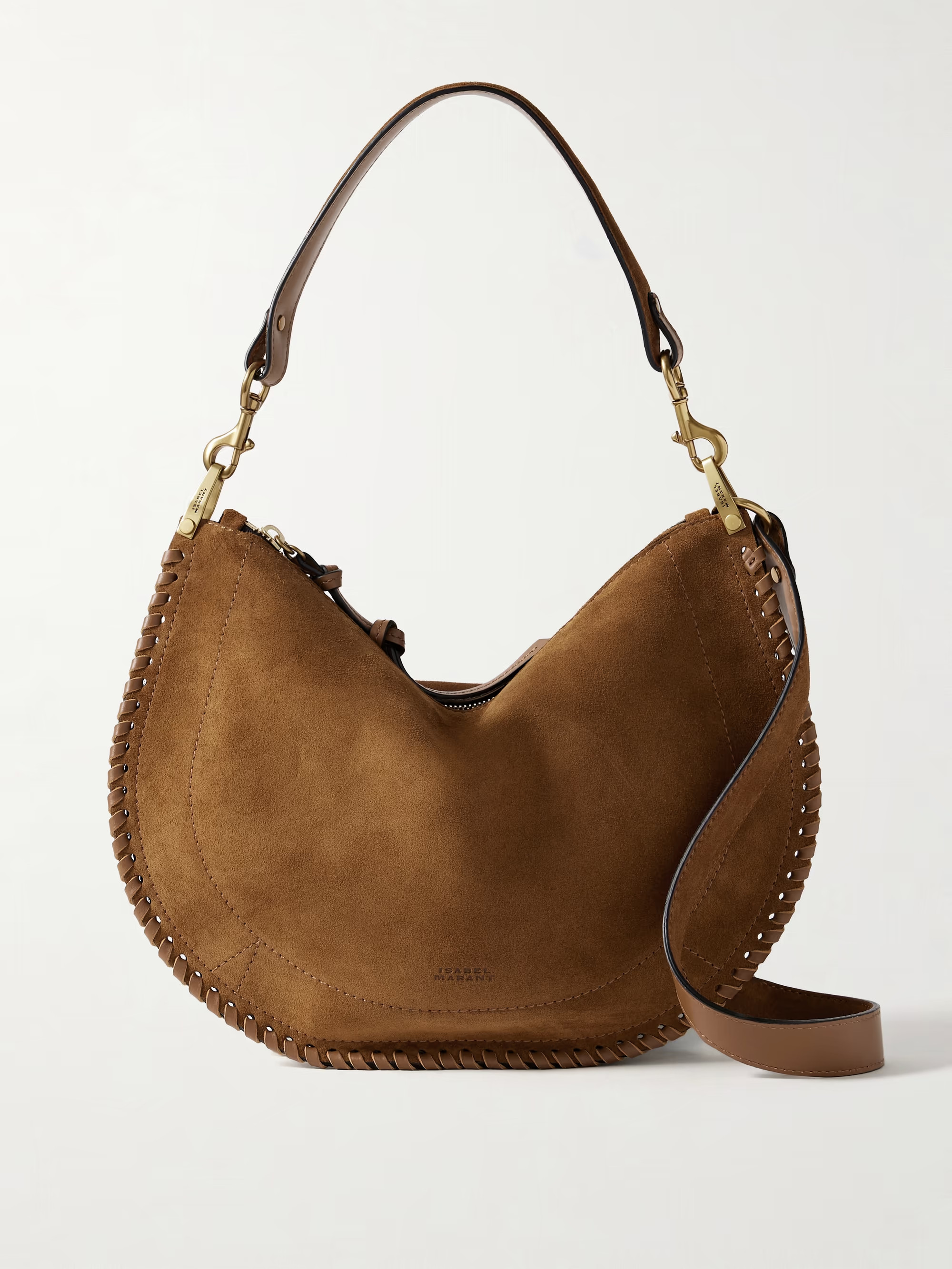 Oskan Soft Zipped leather-trimmed suede shoulder bag | NET-A-PORTER (UK & EU)