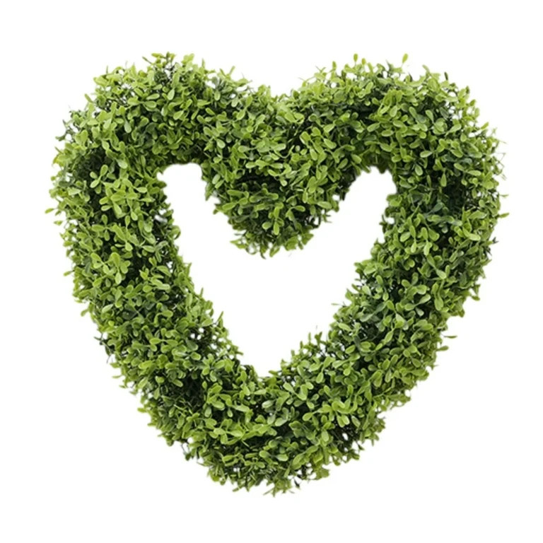 Valentine's Day Heart Wreath, 18.5 Inch Artificial Boxwood Greenery Wreath, Heart Shaped Simulati... | Walmart (US)