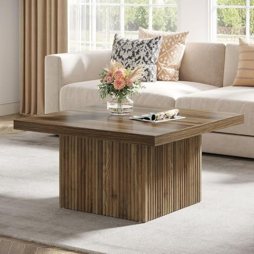 Tribesigns Square Coffee Table, 31.5-Inch Engineered Wood Coffee Table for Living Room, Vintage Center Table, Large Mid-Century Modern Cocktail Table, Brown | Amazon (US)