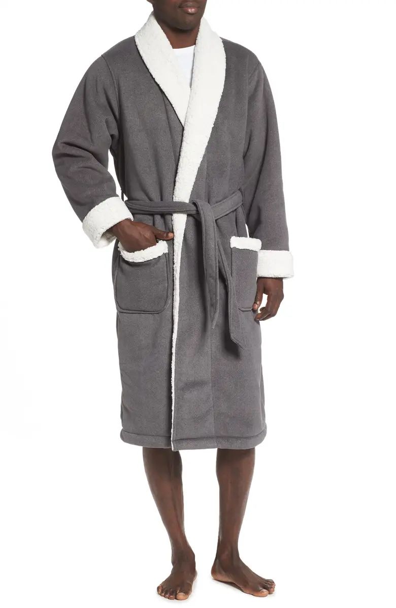 Plaid Fleece Robe with Faux Shearling Lining | Nordstrom